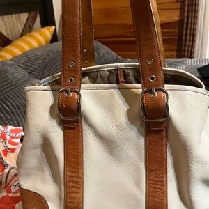 Coach White and Tan Signature Tote
